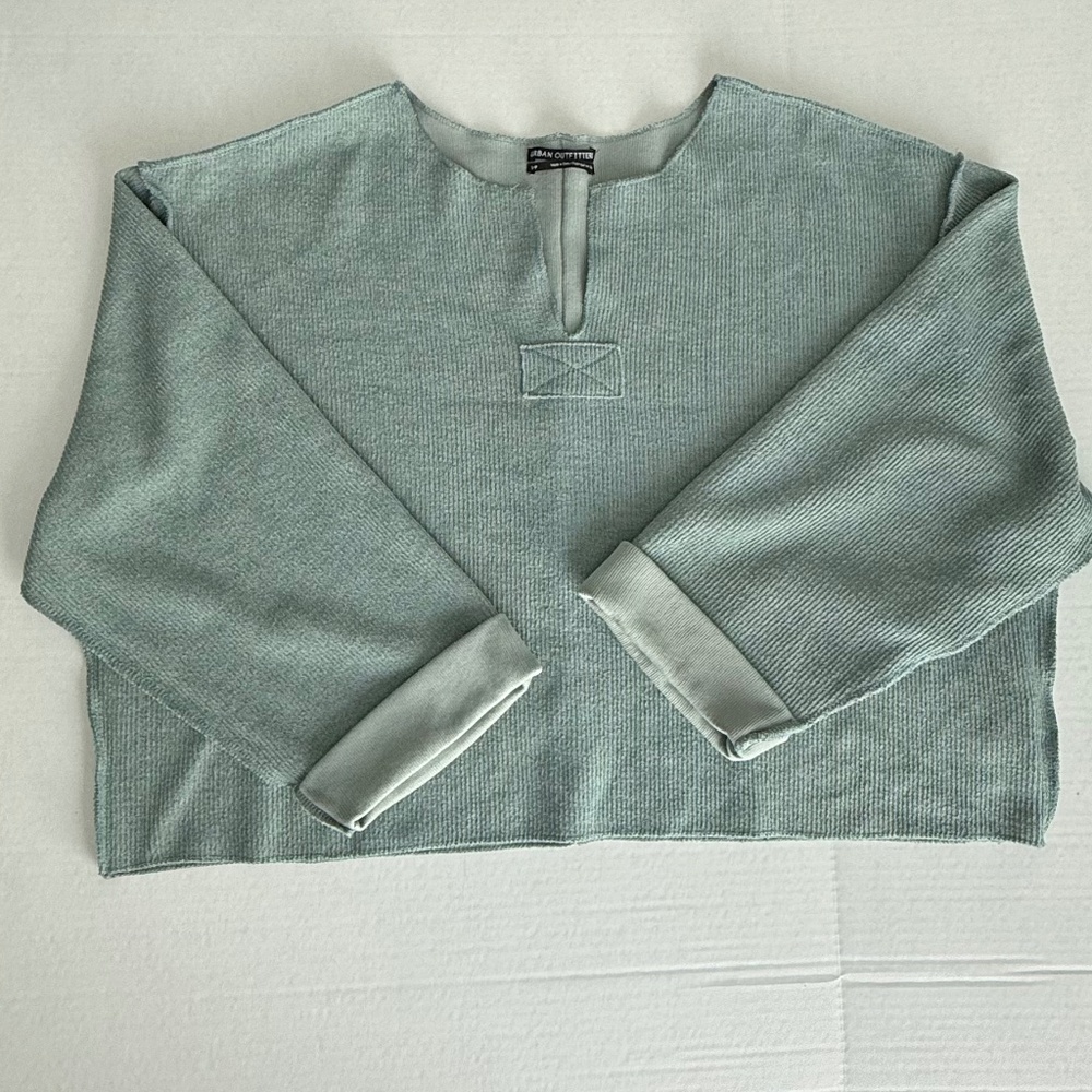 Urban Outfitters Jax inside Out Notched Neck Green Sweatshirt